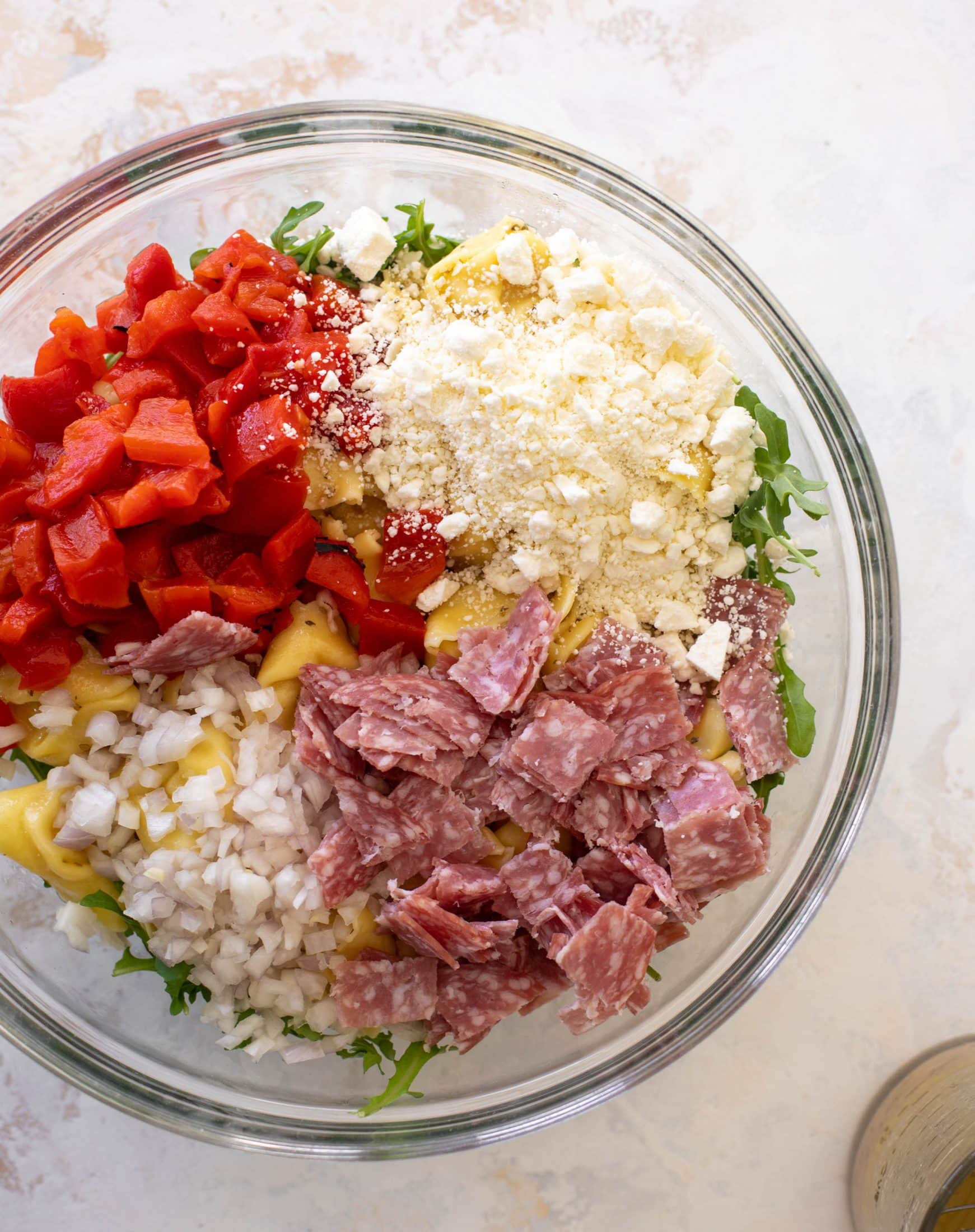 salami and red pepper tortellini salad
