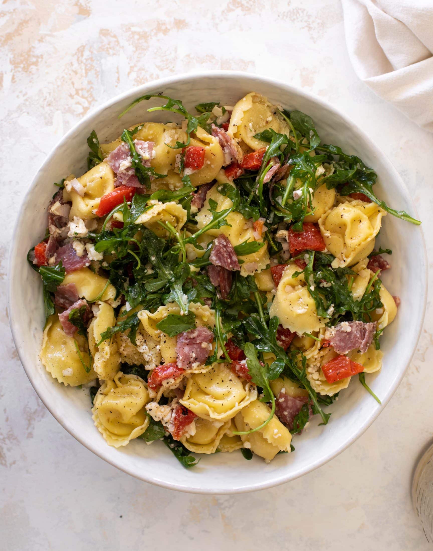 salami and red pepper tortellini salad